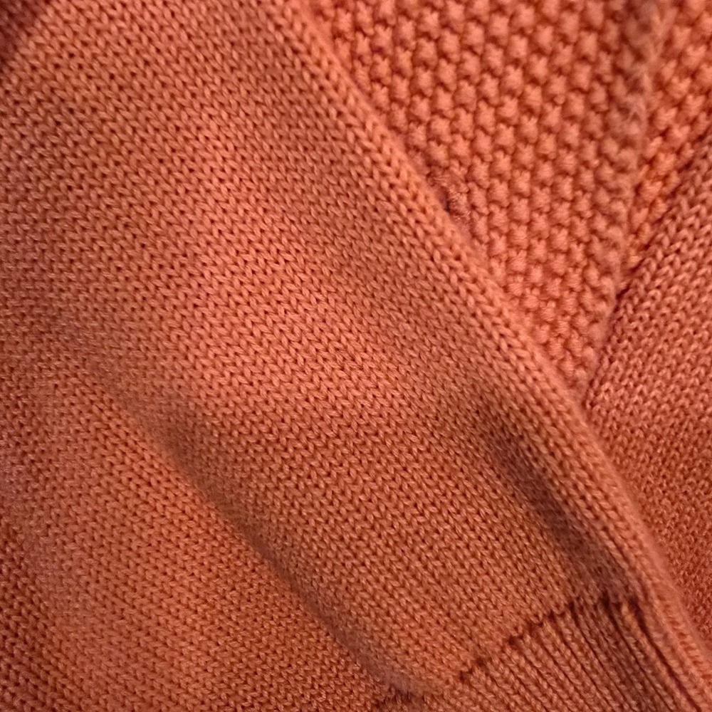 Tommy Hilfiger Orange Argyle Shawl Collar Cardigan Gold Crest Button Sweater M - Picture 12 of 12